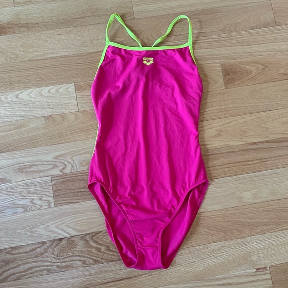 Arena maxlife one piece swimsuit - lace back - freak rose / soft green - 36 - Picture 4 of 9